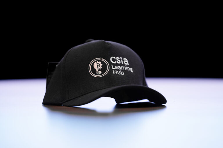 CSIA Learning Hub hat on display